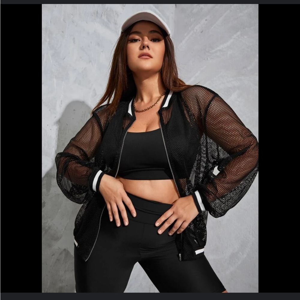 Unisex Andrew Christian Mesh Zip Up Baseball Style See Through Jersey Jacket